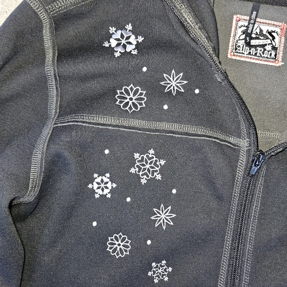SUPER RARE NWOT ALP N ROCK LONG COAT BLACK EMBROIDERED SNOWFLAKES SZ 3/MED - Picture 8 of 15